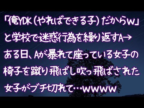 【修羅場】「俺YDK（やればできる子）だからｗ」と学校で迷惑行為を繰り返すA→ある日、Aが暴れて座っている女子の椅子を蹴り飛ばし吹っ飛ばされた女子がブチ切れて…ｗｗｗｗ