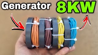 I make 220v 8000w electric generator from pvc copper wire use new technique 😎