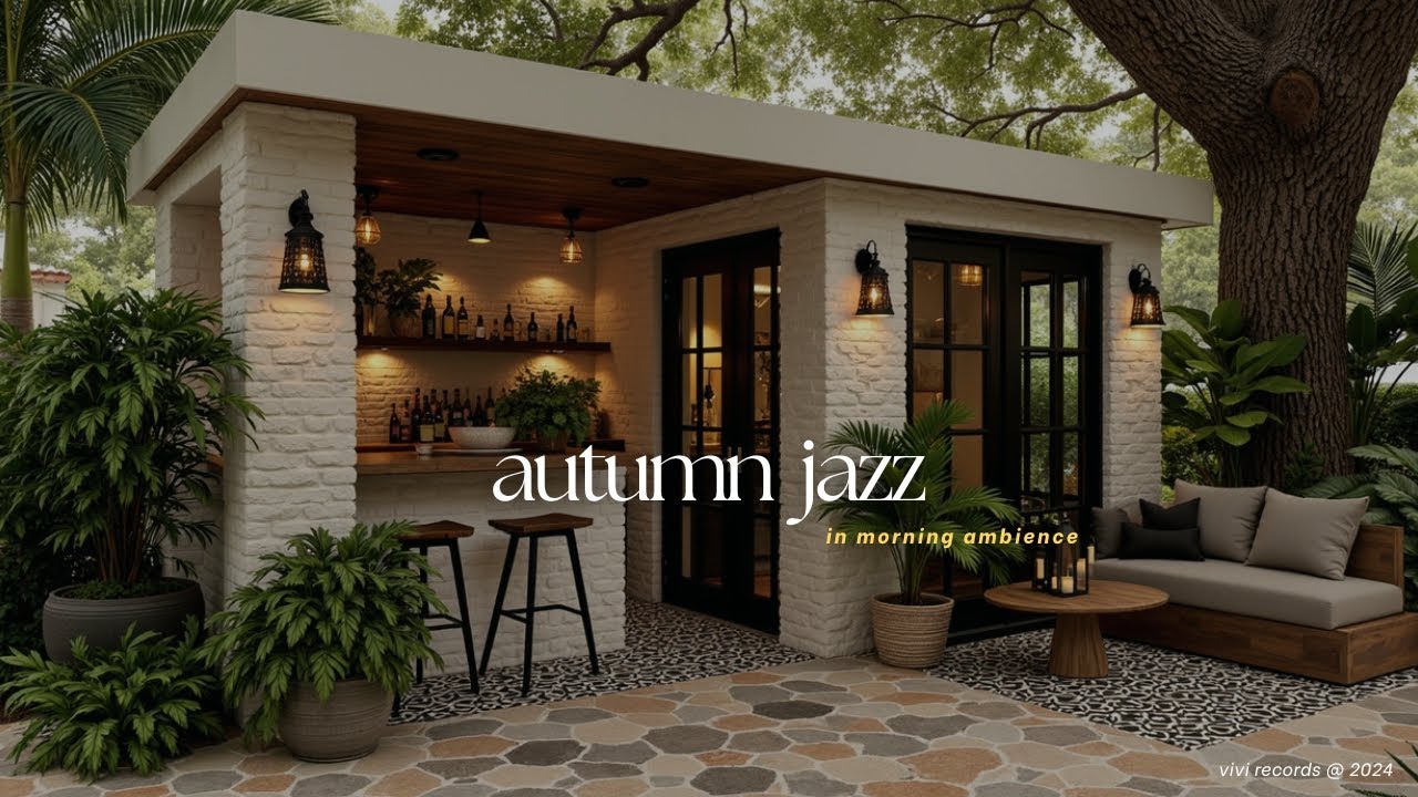 Soft Amtumn Jazz in Morning Ambience | Relaxing Jazz Music & Garden Cafe for Focus, Calm, Study