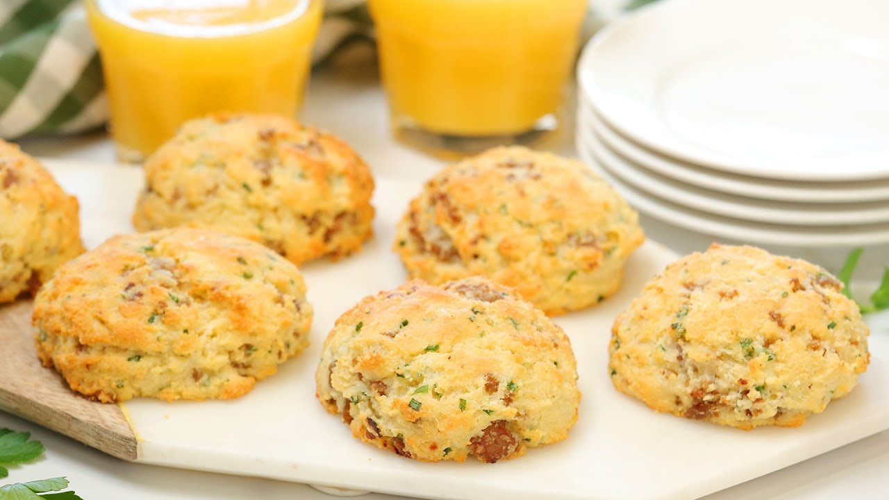 Breakfast Biscuits with Sausage & Cheddar | Low-Carb + Gluten-Free + Easy To Make | The Domestic Geek