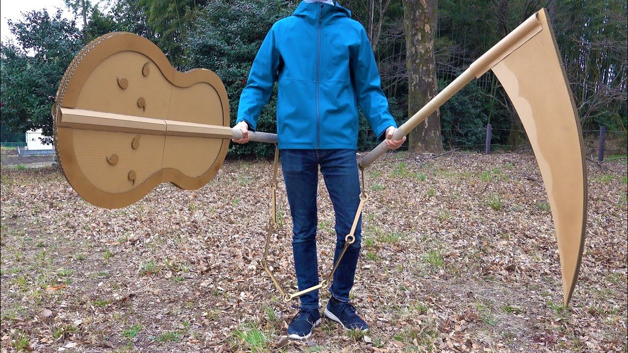 NARUTO/マダラの芭蕉扇と首切り鎌を作る/Madara's  Scythe&Gunbai cardboard DIY