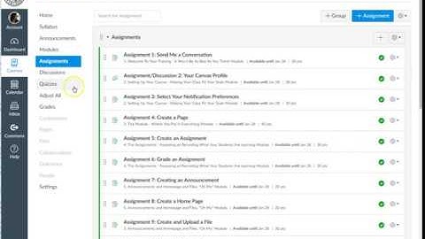 Canvas: Assignments Tab View