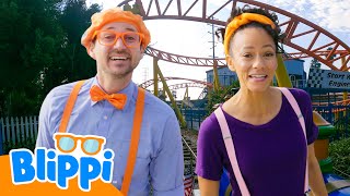 blippi meekah ride rails meet furry friends adventure city