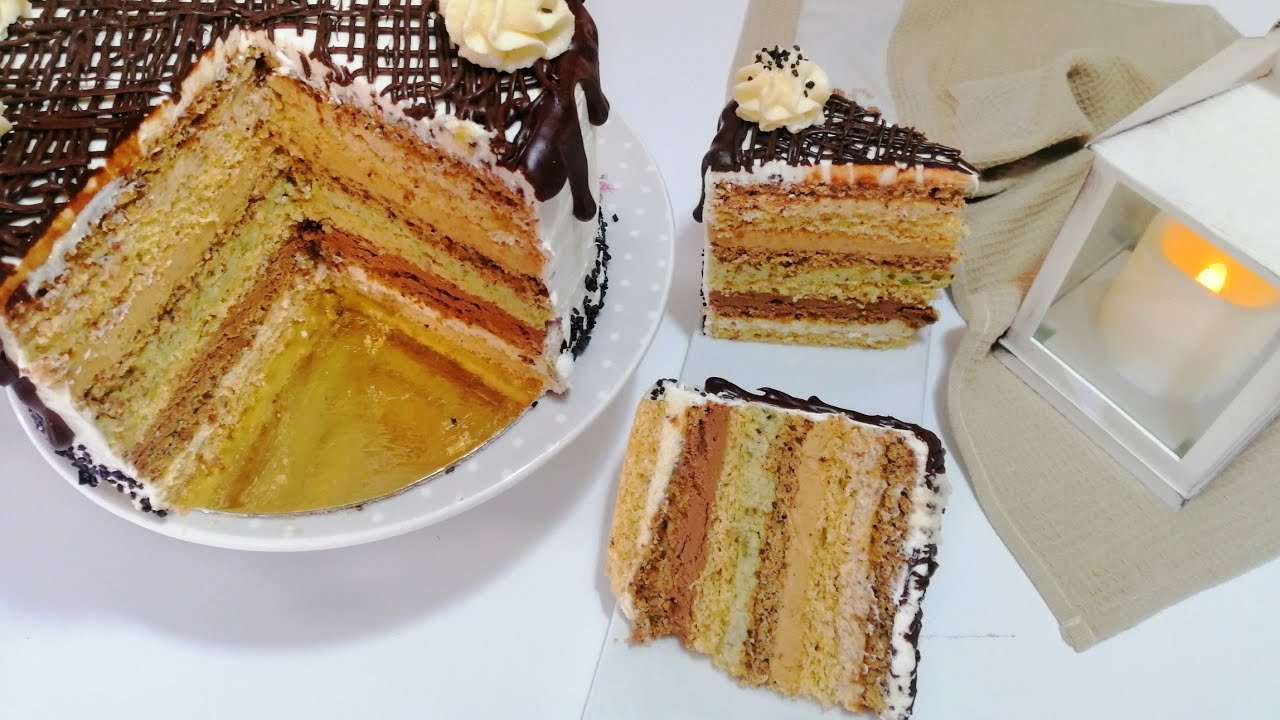 ڨاطو الطبقات لجميع مناسباتكم وبكمية وفيرة..👌👌💯 /Gâteau noisette , pistache, dacquoise noisette