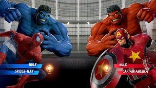 Blue Hulk & Blue Spider man VS Red Hulk & Red Captain America - Marvel vs Capcom Infinite