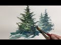 [Eng sub] Watercolor Tree Painting Easy Tutorial #3 Coniferous tree    水彩画の基本 〜もみの木を描くコツ