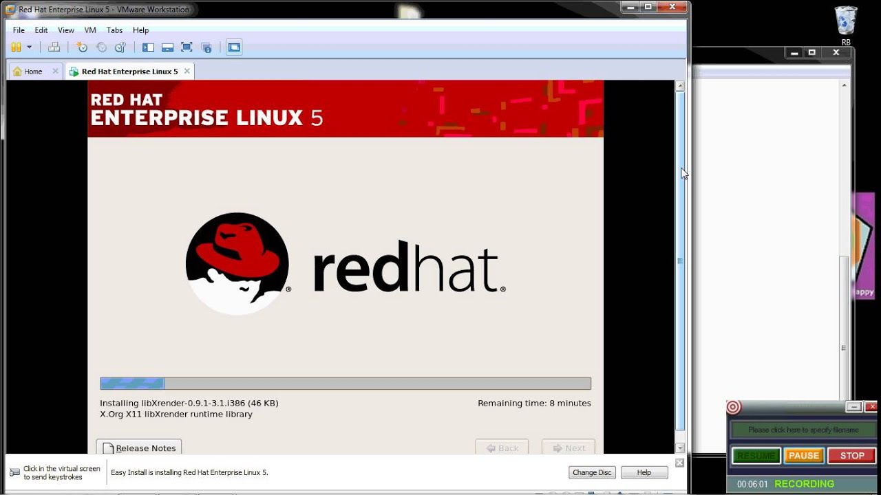 download and install red hat linux vmware workstation