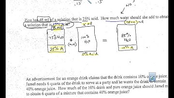Mixture Problems Video End of Chapter 3