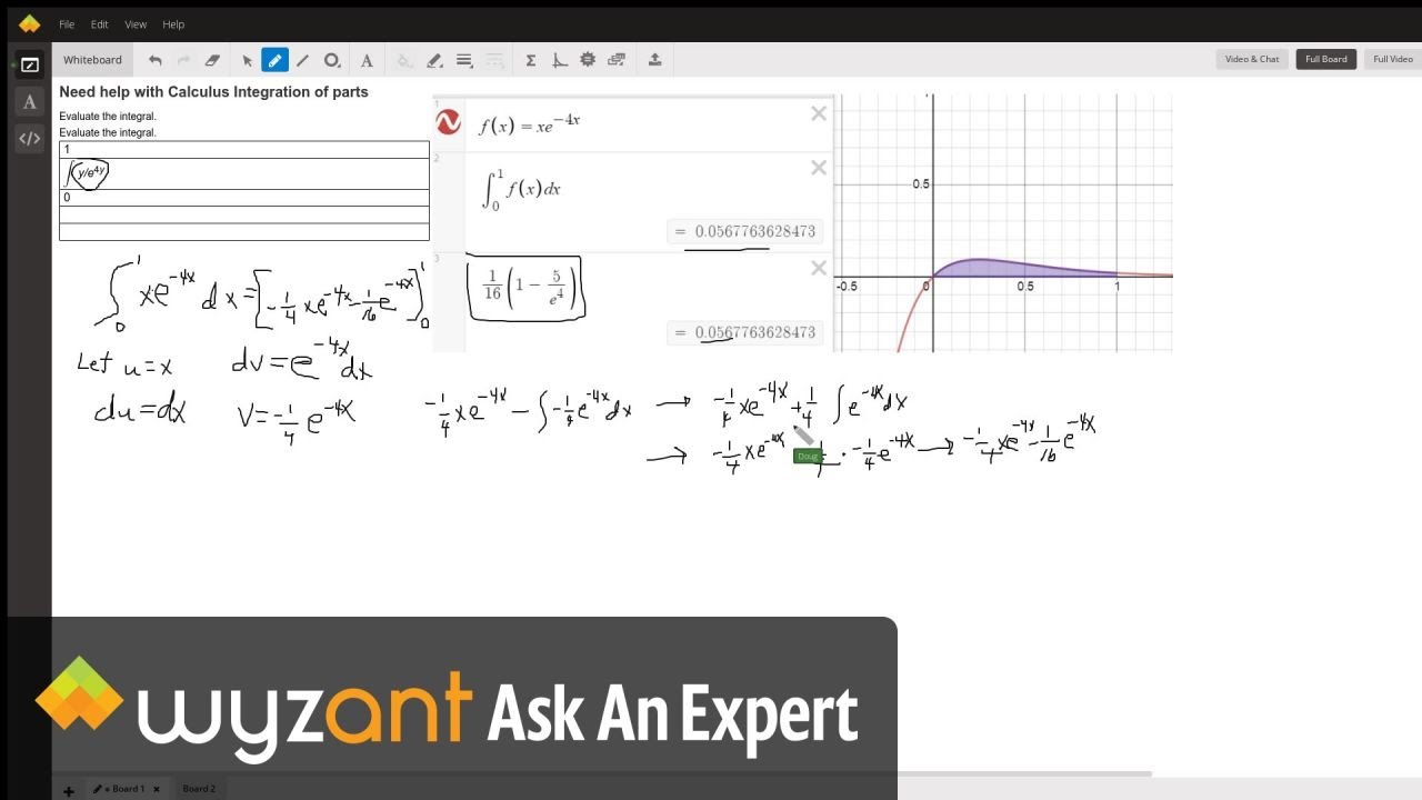 Evaluate definite integral using integration by parts