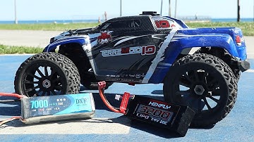 2S LiPo VS 3S LiPo Battery - Electric RC Monster Truck TOP SPEED TEST