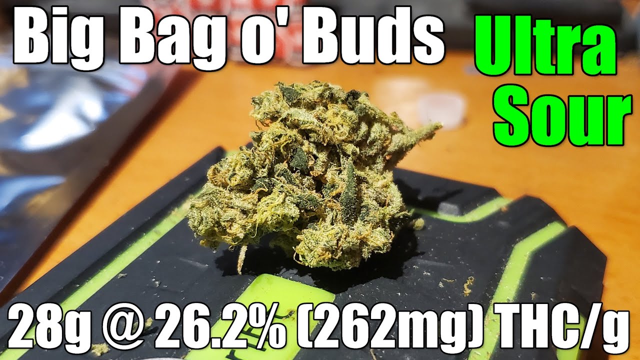 Big Bag o' Buds - Ultra Sour - Unboxing Review - 28g @ 26.2% (262mg) THC/g (+Extreme Closeups)