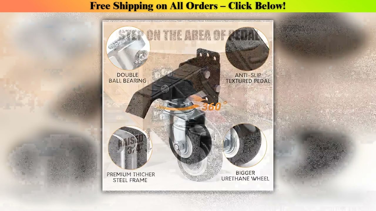 165 lbs 2.5" Set of 4 Workbench Caster Wheels Side Mounted Retractable Stepdown Wheel 360 Swivel