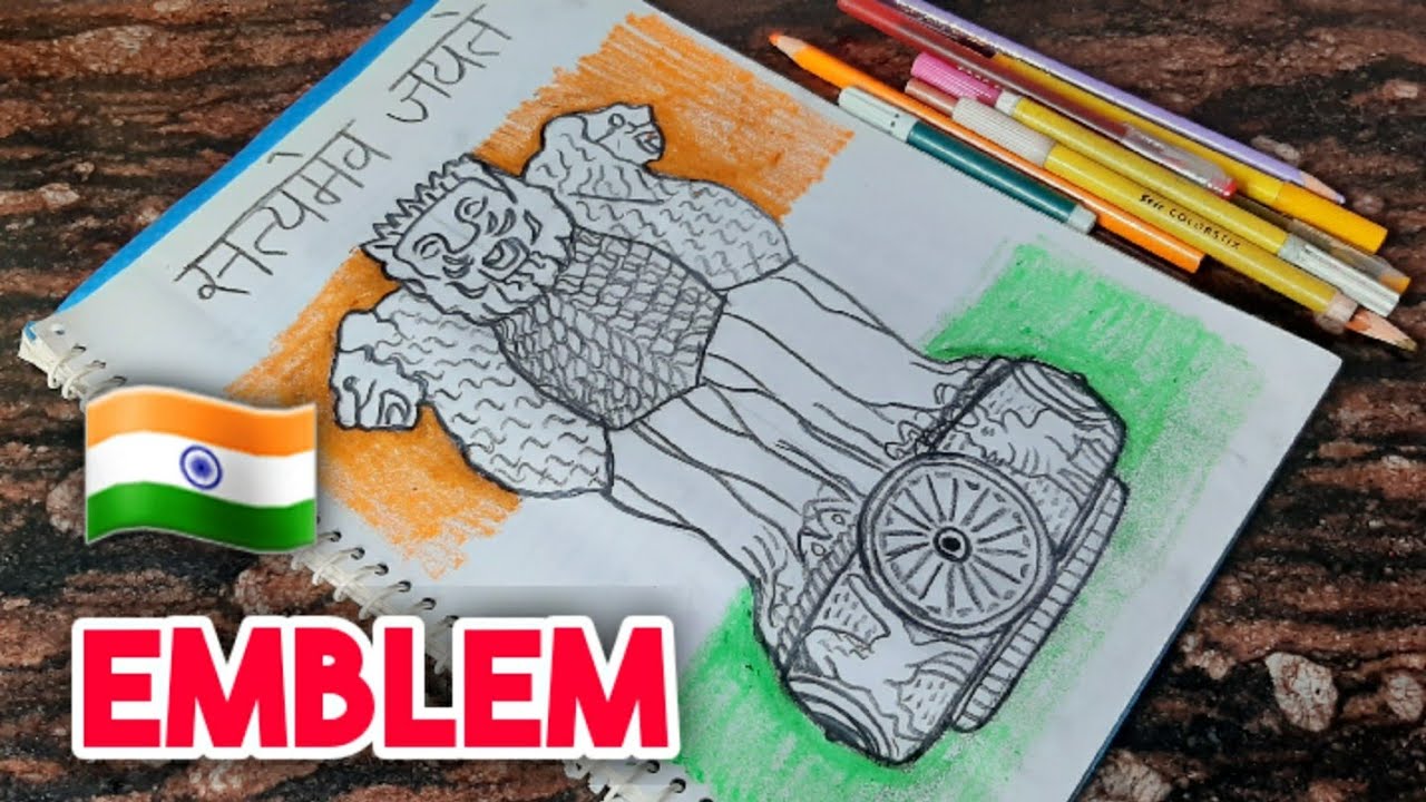 How to draw Indian national symbol step by step easy for kids/Indian  national Emblem drawing sketch - YouTube