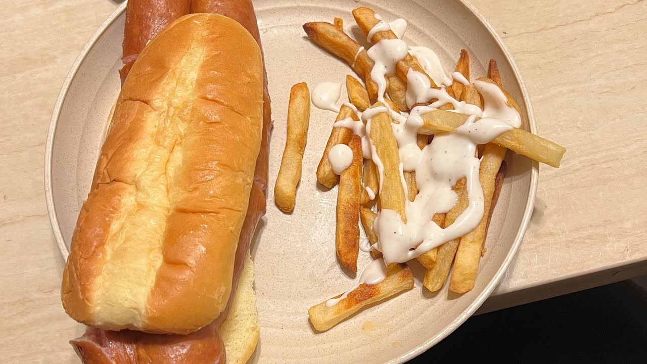 Beddar with cheddar smoked sausage sandwich with fries YouTube