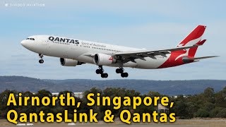 Airnorth (VH-XFM), Singapore (9V-SHN), QantasLink (VH-8NQ) & Qantas (VH-EBB) arrive on RW03.