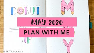 PLAN WITH ME 🍩 MAY 2020  🍩 Donut Theme with Easy Doodles!