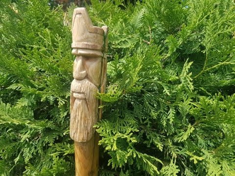 Walking Stick "FOREST KING" - carving a cedar wood spirit