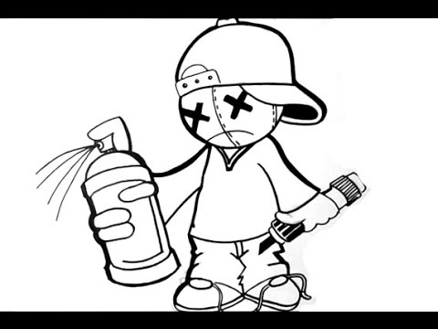 How to draw a cool graffiti character - YouTube