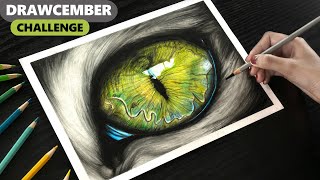 Drawing CAT EYE Using Color Pencils - Time-lapse