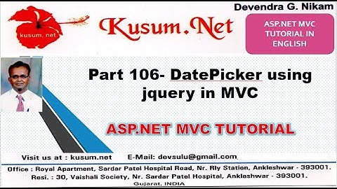 Part 106|| DatePicker using jquery in MVC || ASP.NET MVC, WEB API, BOOTSTRAP, C#