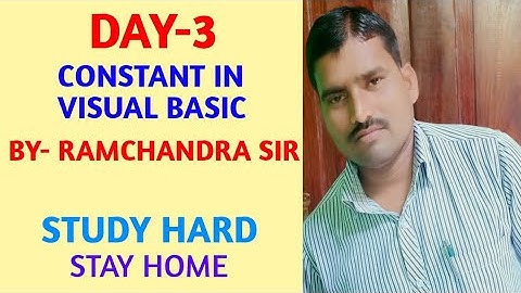 Constant in Visual Basic।। What is Constant।। By Prof. Ramchandra singh #Day3