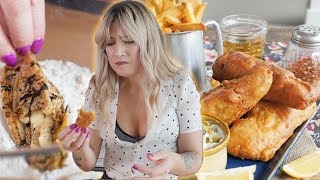 Making vegan FISH from BANANA BLOSSOMS?! | Vegan Fish and Chips Recipe