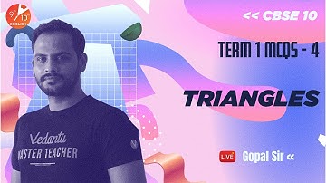 Term 1 MCQs L-4 ( Triangles ) NCERT Solutions for Class 10 Maths Chapter 6 | Gopal Sir Vedantu