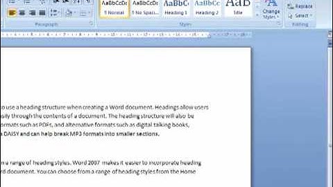 Using heading styles in Word 2007