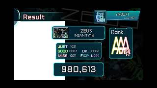 【TAKUMI³】ZEUS INSANITY 狂ゲージ完走 980613pts