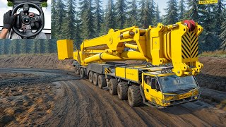 SnowRunner - Hercules 1600 Titanic Crane Driving Through Extreme Forest | Logitech G29 Gameplay