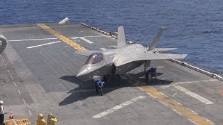 米揚陸艦上でF35B公開 西太平洋で発着艦