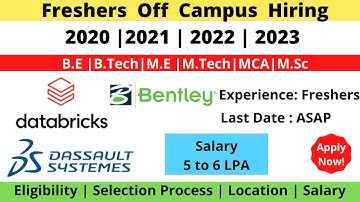 Off Campus Hiring - Bentley | Dassault System | Databricks Batch -  2021/2022/2023
