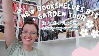 reading vlog: not a lot of reading, but new bookshelves bts & a garden tour 🌱