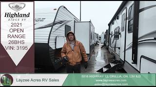 2021 Highland Ridge Open Range 26BHS Vin: 3195 - Layzee Acres RV Sales
