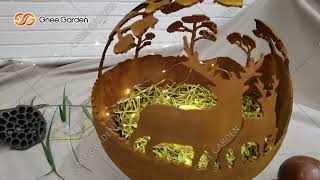 Laser Cut Animal Fire Sphere Decor