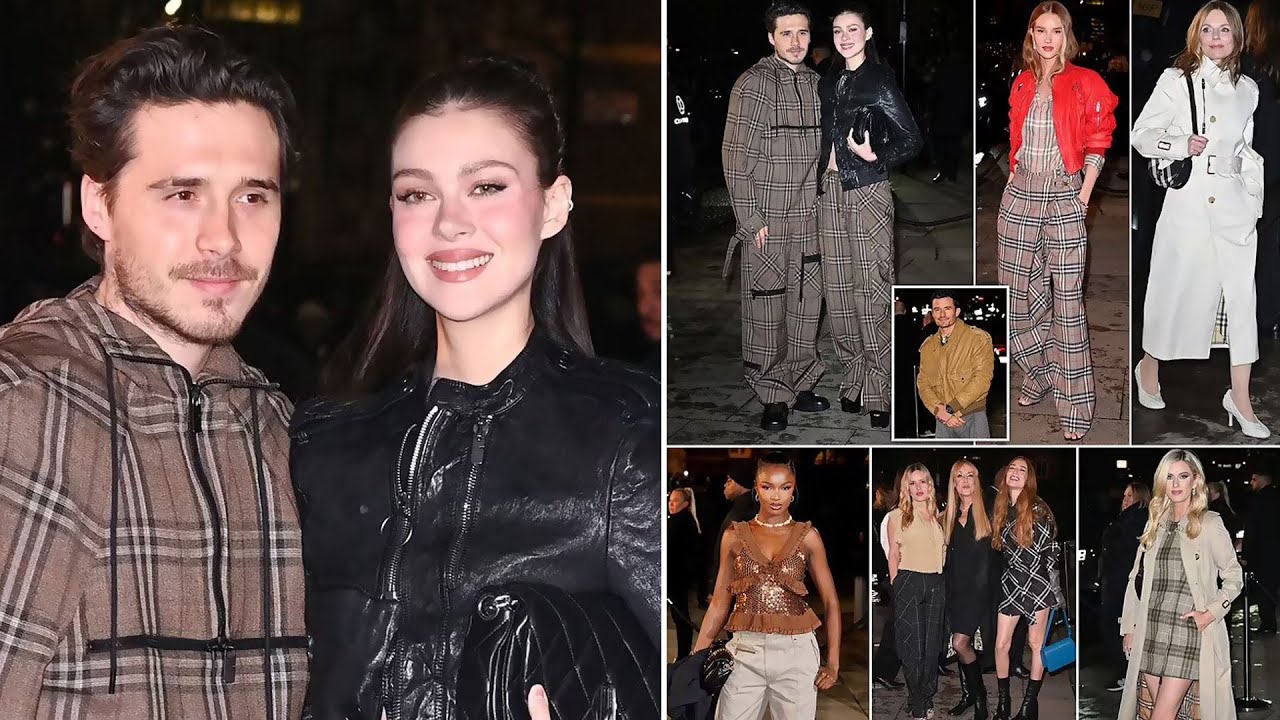 News: Burberry draws a VERY glitzy crowd as Brooklyn Beckham and his wife Nicola Peltz join Rosie...