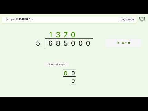 Long Division Problem 685000/5: Step-by-Step Video Solution