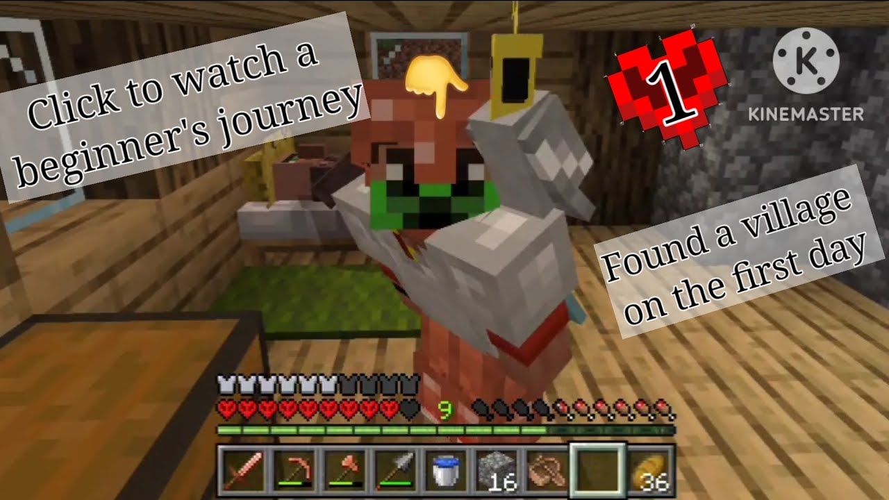 I found a village in my first day of a hardcore world| Minecraft crazy ...