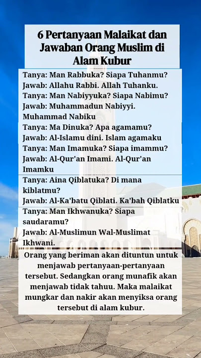 6 Pertanyaan Malaikat dan Jawaban Orang Muslim di Alam Kubur #shorts #alamkubur