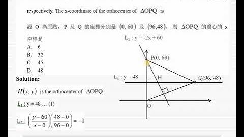 2015 HKDSE Maths Core Paper 2 Solution q42, Coordinates Geometry of Circle(圓形方程) x Orthocentre(垂心)