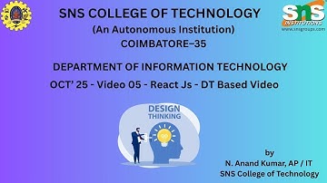 Design Thinking Video  - React JS | Web Technology | SNS Institutions