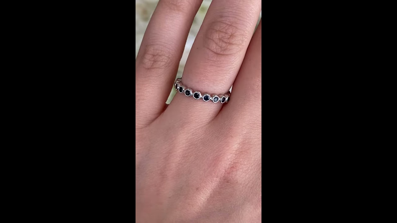 Milgrain Bezel Set Round Cut Sapphire Stackable Eternity Ring