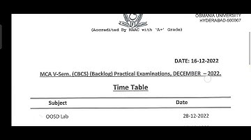 OU MCA V-SEM Backlog practical examination December 2022 Time Table in Telugu || #Mca ||