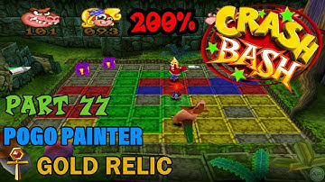 Crash Bash - 200% Walkthrough - Part 77: Pogo Painter (Gold Relic Challenge) - 1080p 60 fps