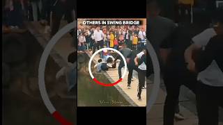 Wait for the last guy... 💀 Swing Bridge Edition #shorts #viral #swing #dangerousbridge #stunt