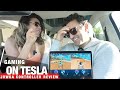 GAMING on Tesla Model Y | Multiplayer BF vs GF Jowua Gamepad REVIEW