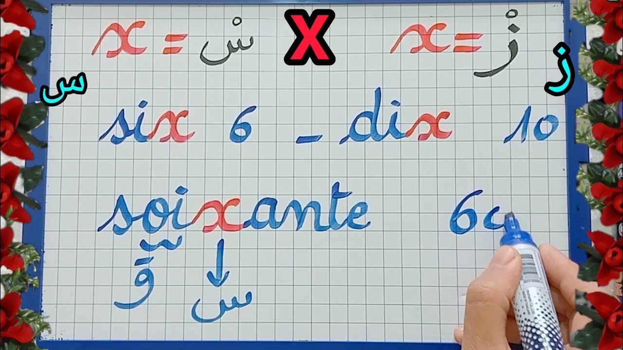 الدرس65: تتمة :الحرفx/حالات نطقx  / x=س  و   x=ز  /كيف نقرأ كلمات التي تتضمن الحرفx.