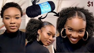 Wow Hair ComboBrazilian Wool to curly pony hair/How to Sleek down a very short 4c natural hair