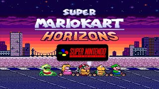 Super Mario Kart Horizons (SNES) mod. Combina la experiencia clásica con la innovación jugable.