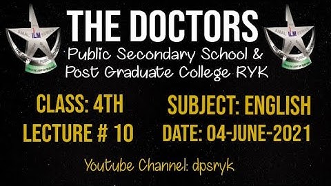 Class 4th English Lecture # 10 [04-June-2021] dpsryk